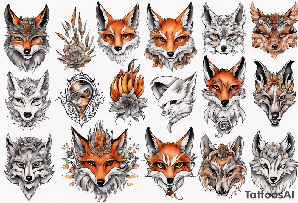 eulenkörper fuchsgesicht tattoo idea