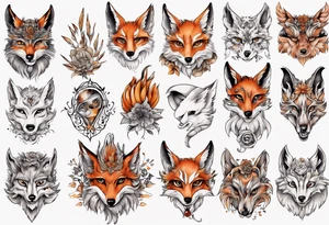 eulenkörper fuchsgesicht tattoo idea
