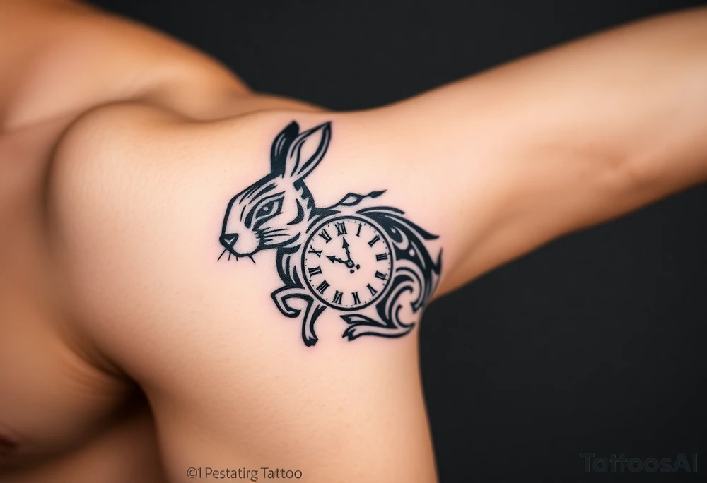 Rabbit with a Clock tattoo idea