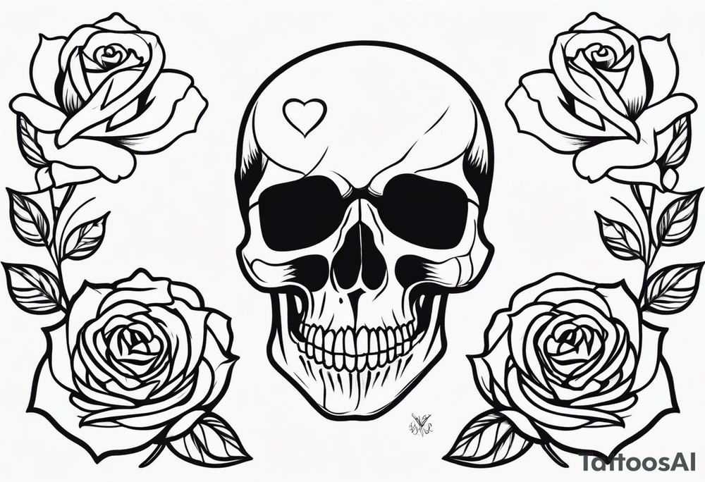 skull and roses tattoo idea