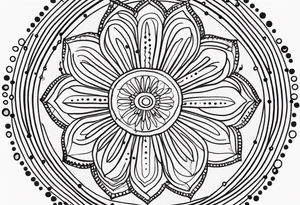 simple sunshine made of black dots with circles. mandala vibe without being a mandala tattoo idea