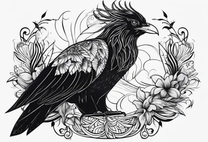 petit voilier et phoenix  minimaliste. trait de crayon. tattoo idea