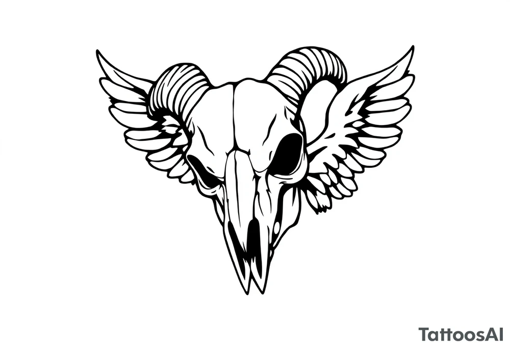 goat skull odd crying angel un tattoo idea