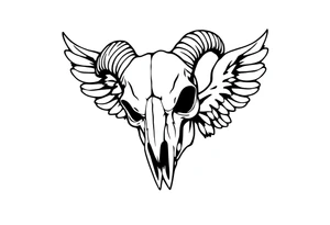 goat skull odd crying angel un tattoo idea