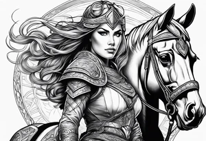 Valkyrie lady on hourse tattoo idea