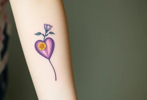 simple with Purple Hearts with yellow daisy. tattoo idea