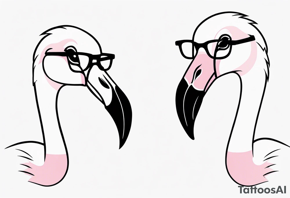 cute flamingo with glasses on tattoo idea