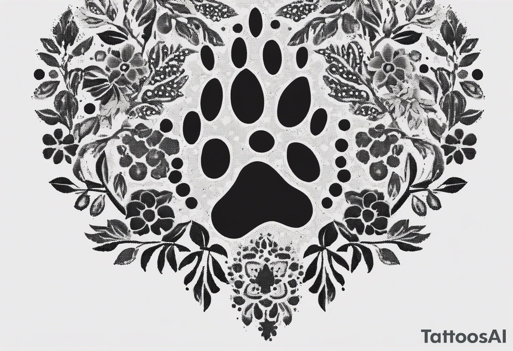 Paw print made with flowers tattoo idea