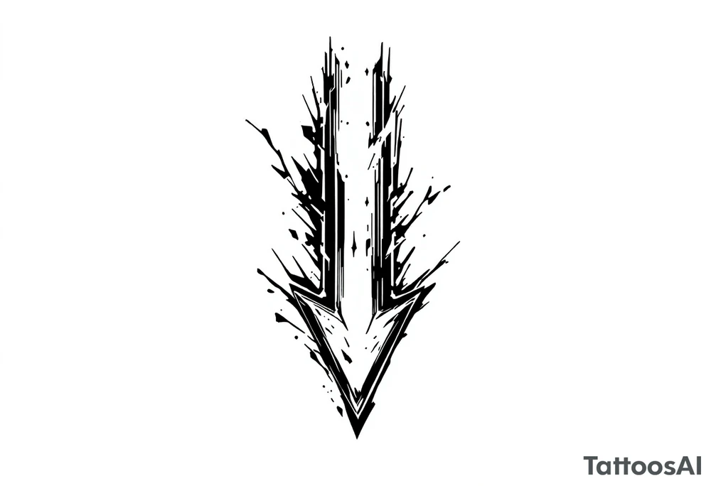 a simple arrow look down tattoo idea
