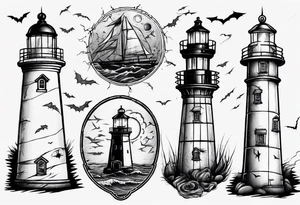 Rundown lighthouse spooky tattoo idea