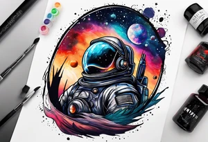 I want the name "Drew" with a space background tattoo idea