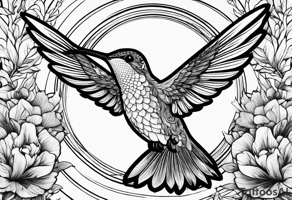 hummingbird and tree tattoo idea