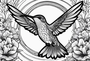hummingbird and tree tattoo idea