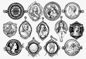 woman hand holding medallion with rope tattoo idea