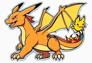 Charizard holding pikachu tattoo idea