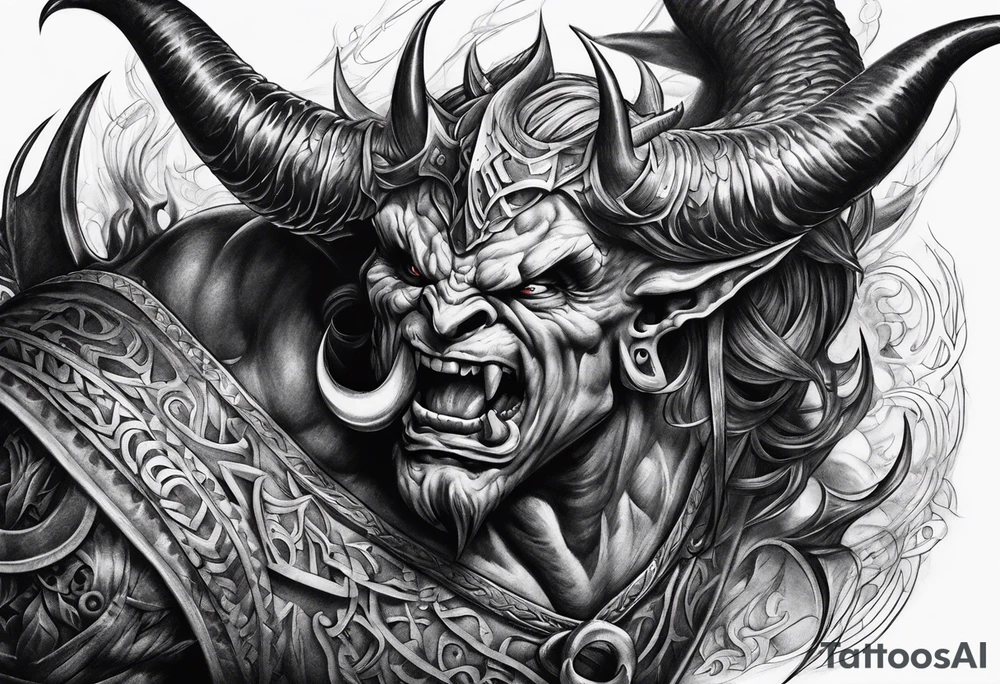 Satan knocked down tattoo idea