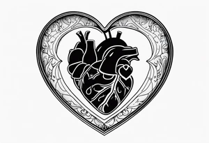 necklace heart locket with two human shadows tattoo idea
