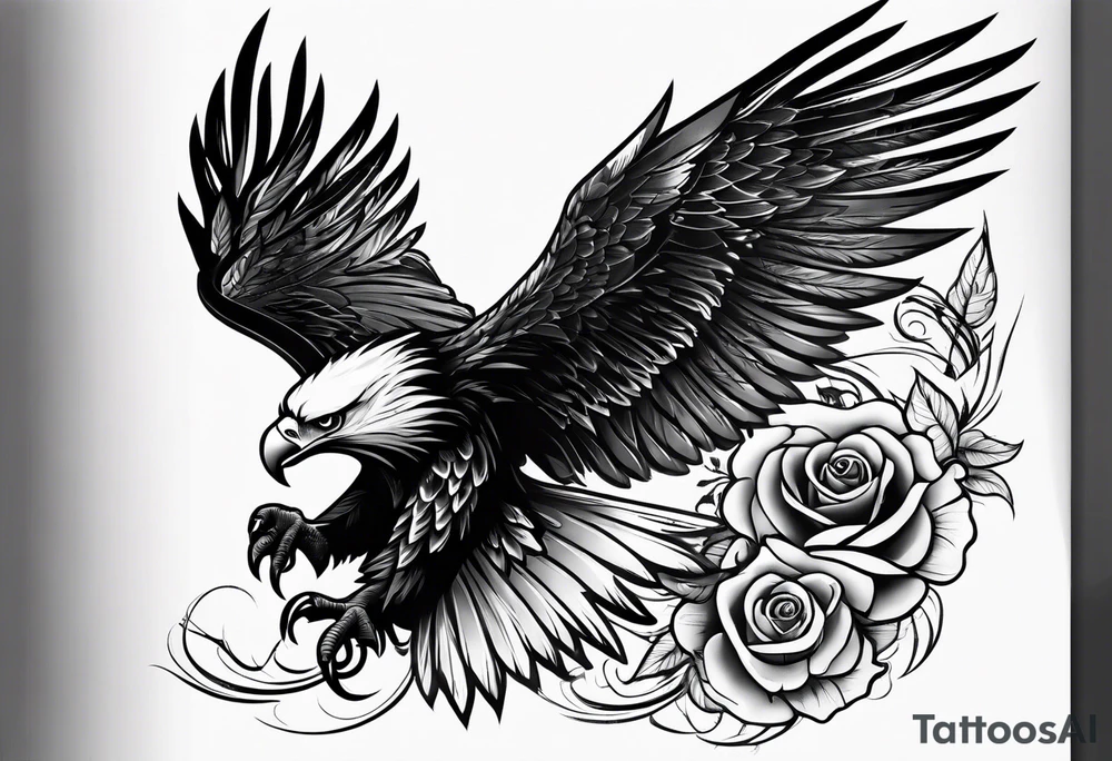 forearm tattoo
eagle wing including a stylish rose with first name Isa encrypted tattoo idea