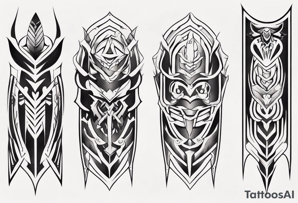 Leg armor symmetrical tattoo idea