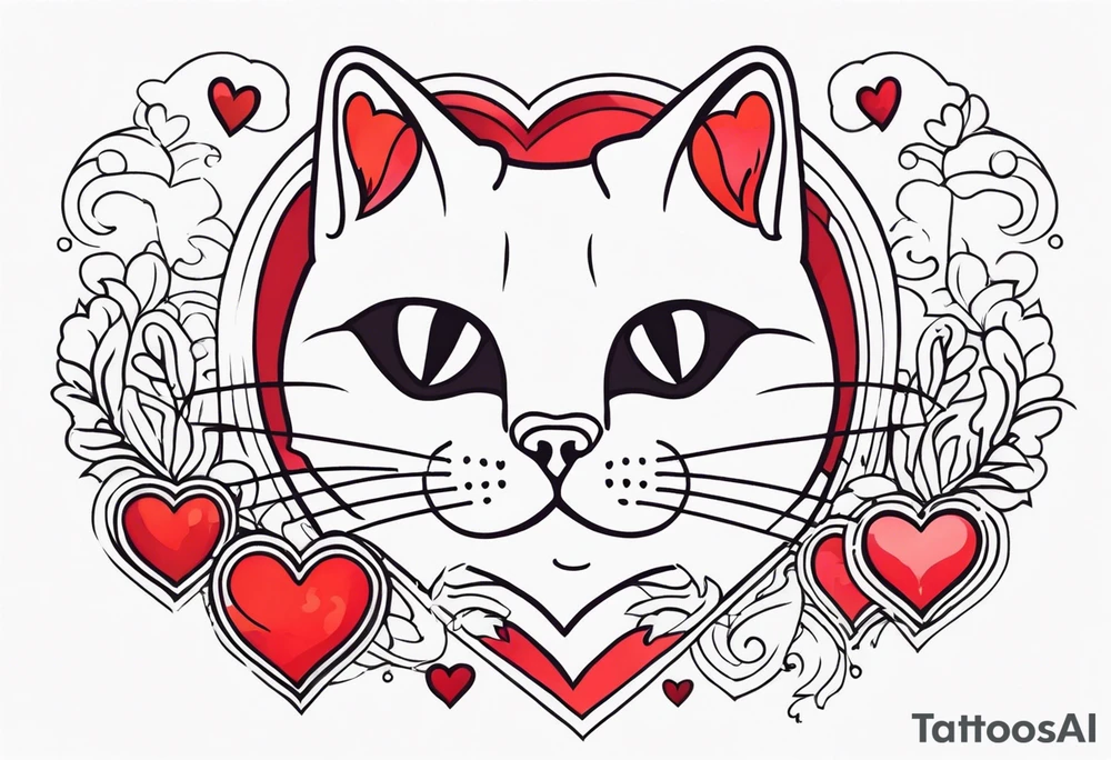 Cat and hearts tattoo idea