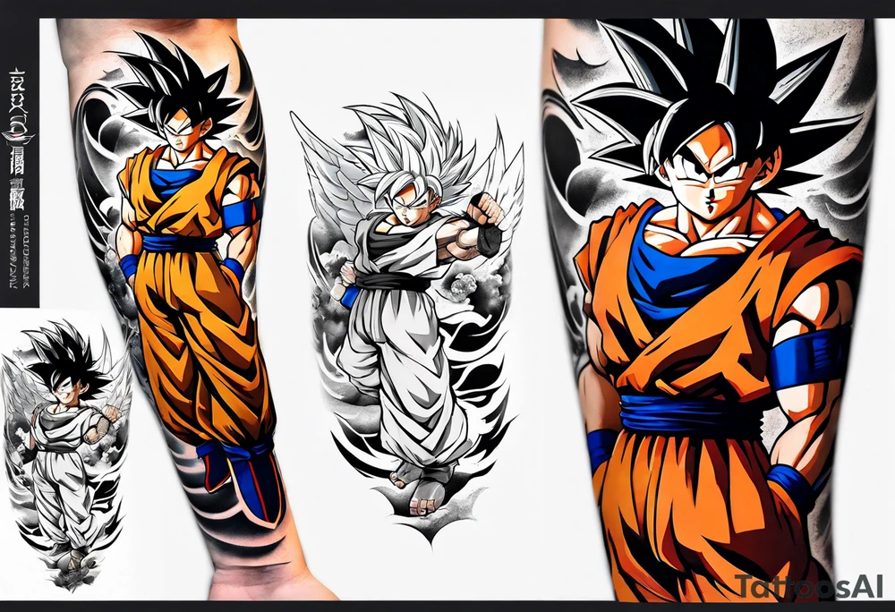 Tattoo on arm with goku with wings tattoo idea