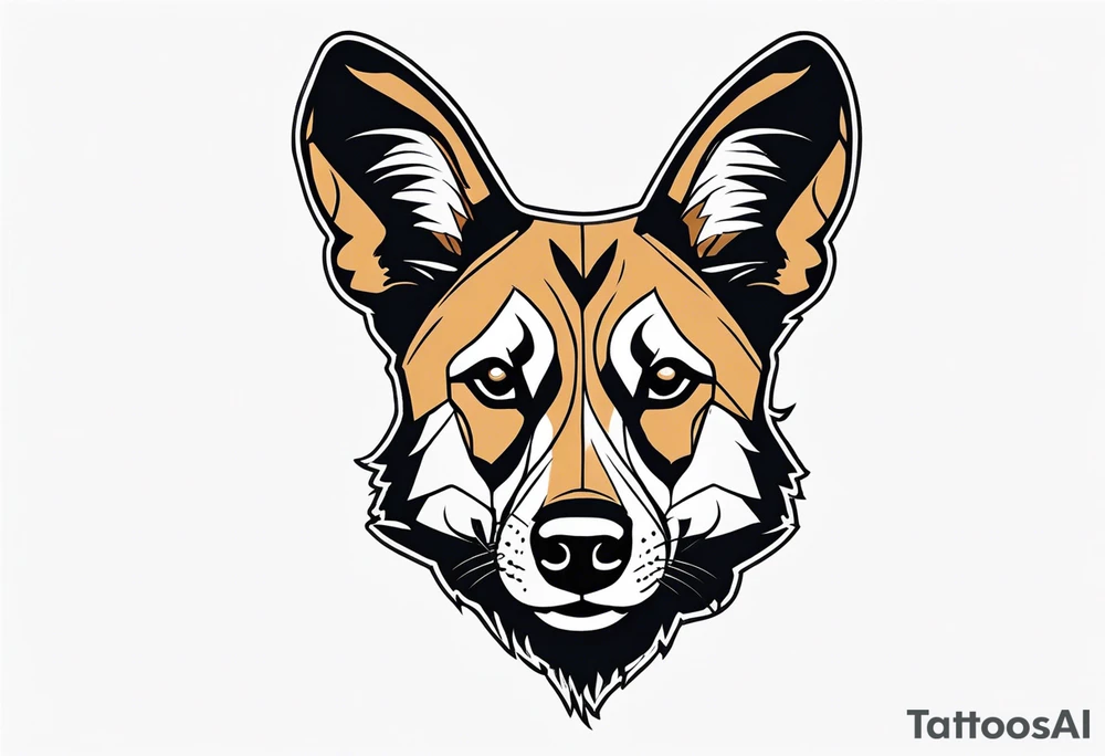 African wild dog face tattoo idea