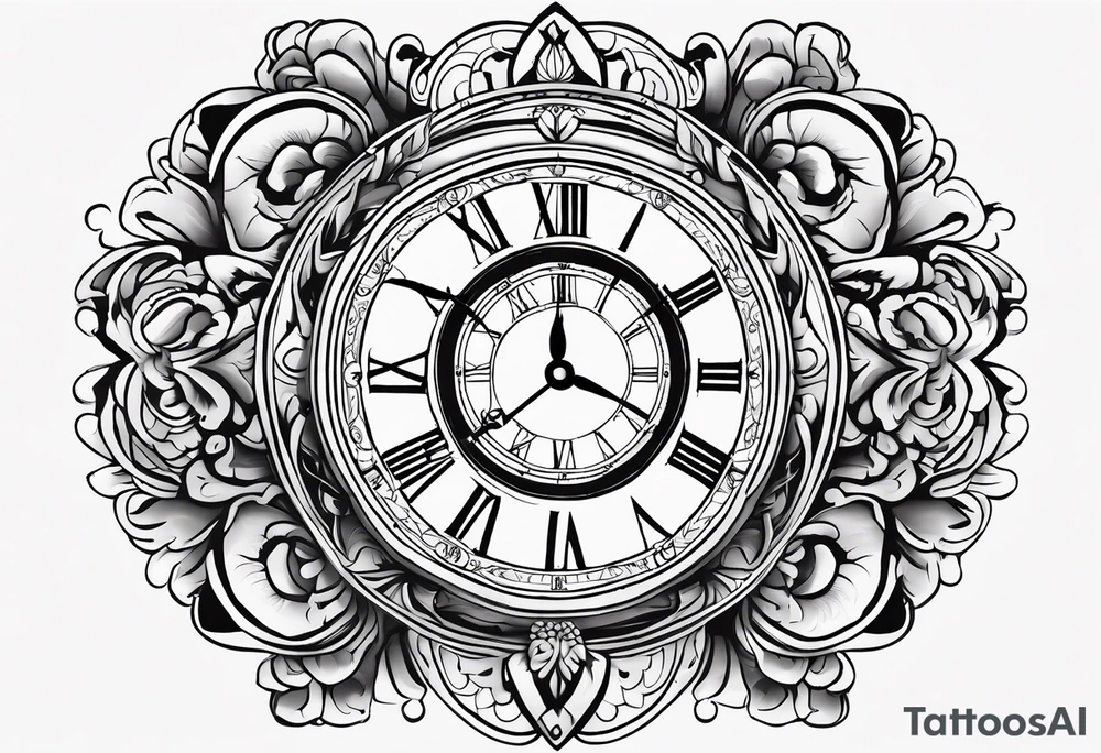 Hispanic/ Latin goddess, love, forgiveness, strength, peace, cancer zodiac time, past, future, clock tattoo idea