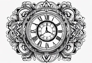 Hispanic/ Latin  goddess, love, forgiveness, strength, peace, cancer zodiac time, past, future, clock tattoo idea