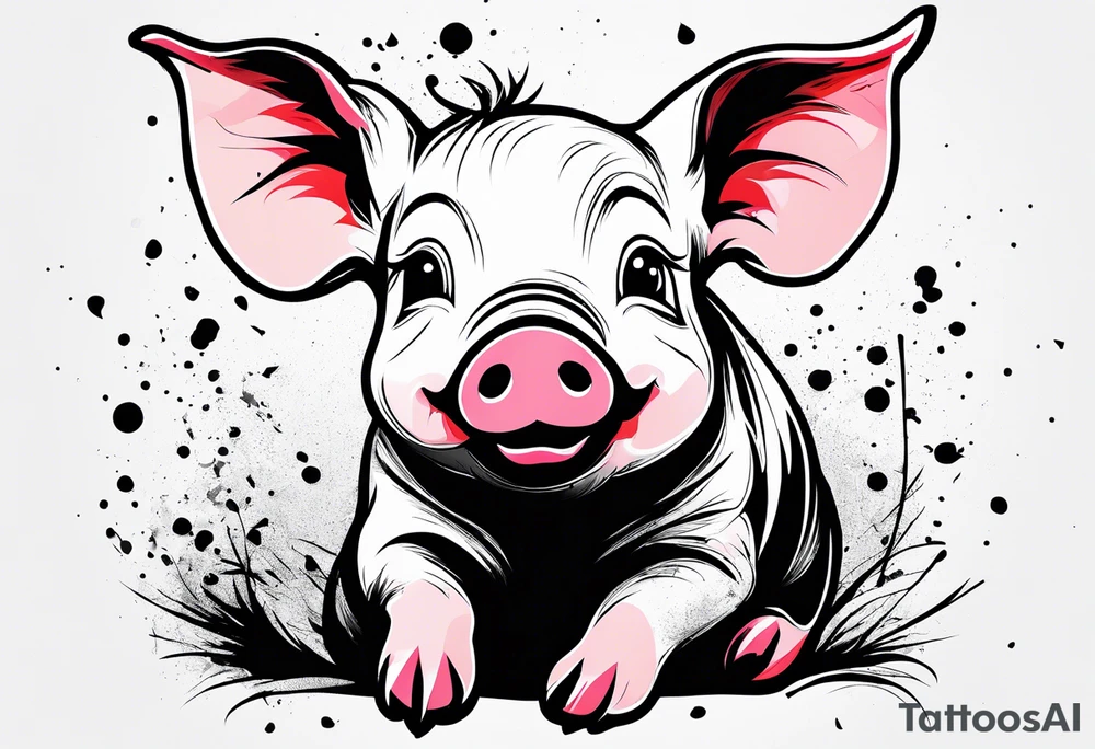 cute piglet.
with text: "friends not food" tattoo idea