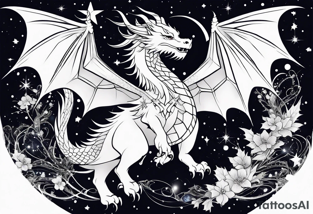 Constellation, wing , snow , cross , dragon japan kawaii tattoo idea