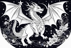 Constellation, wing , snow , cross , dragon japan kawaii tattoo idea