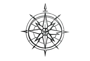 Simple Double layered compass rose tattoo idea