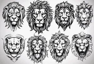 Roman ancient lion face tattoo idea