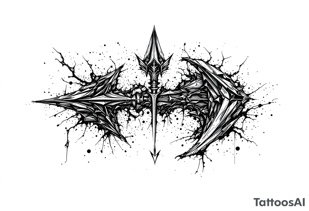 thick arrow look down tattoo idea
