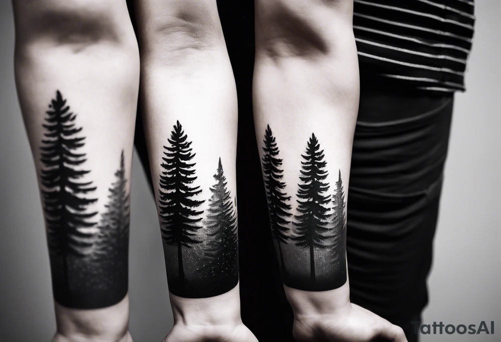 pine tree line fade landscape
 night tattoo idea
