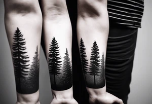 pine tree line fade landscape
 night tattoo idea