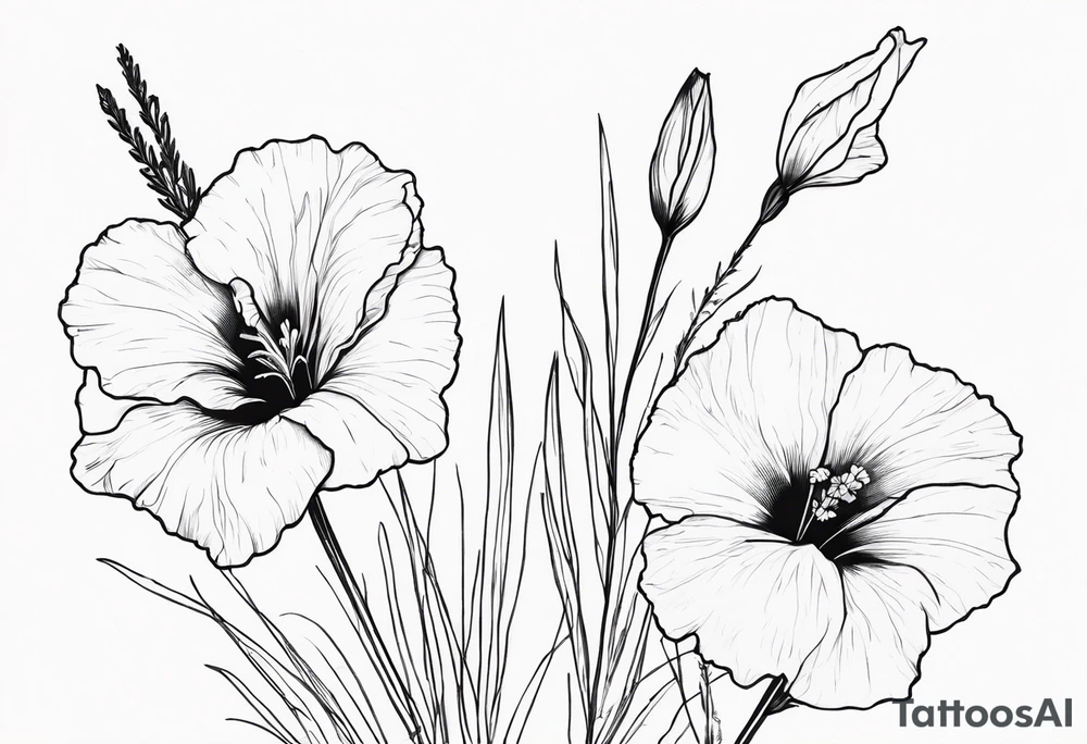 larkspur gladiola and poppy tattoo idea