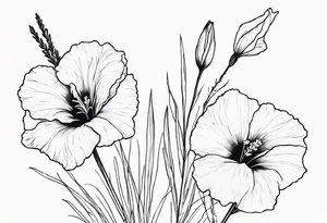 larkspur gladiola and poppy tattoo idea