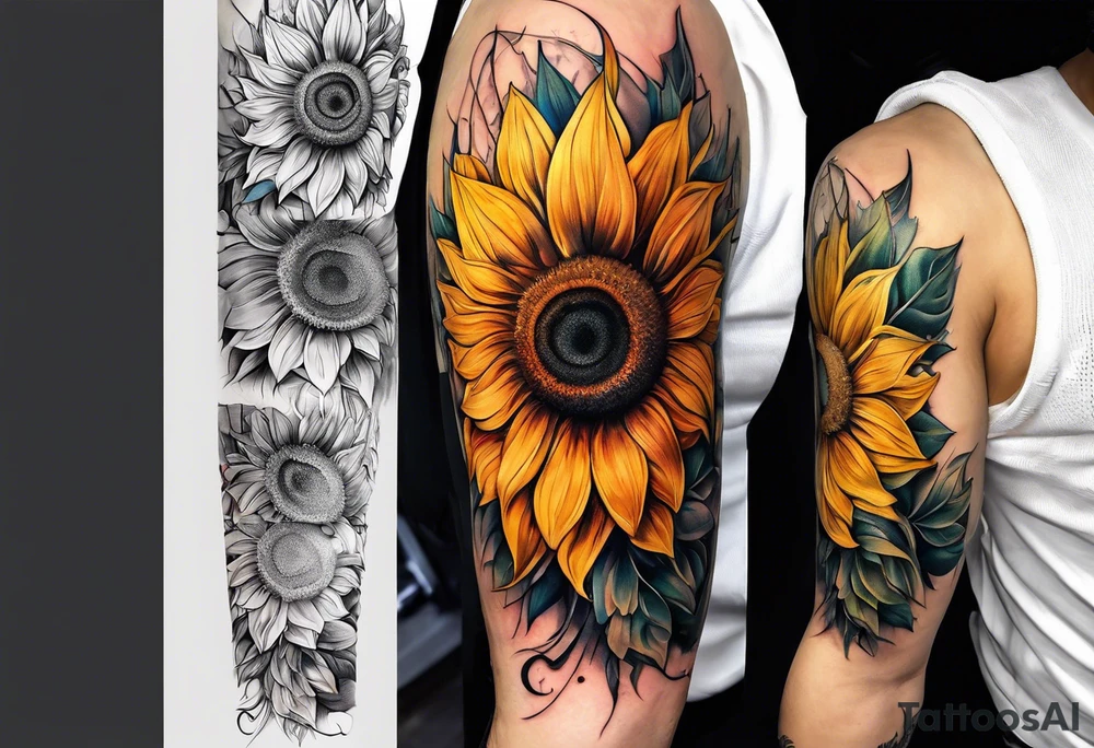 Sunflower for a male tattoo idea