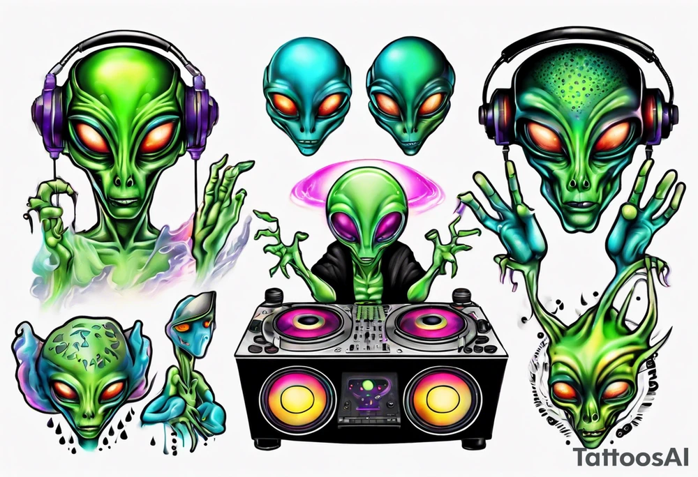 Alien DJ tattoo idea