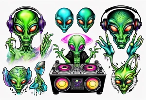 Alien DJ tattoo idea