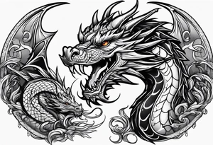 Old school dragon going up tattoo idea