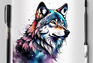 Injured wolf sitting upright tattoo idea