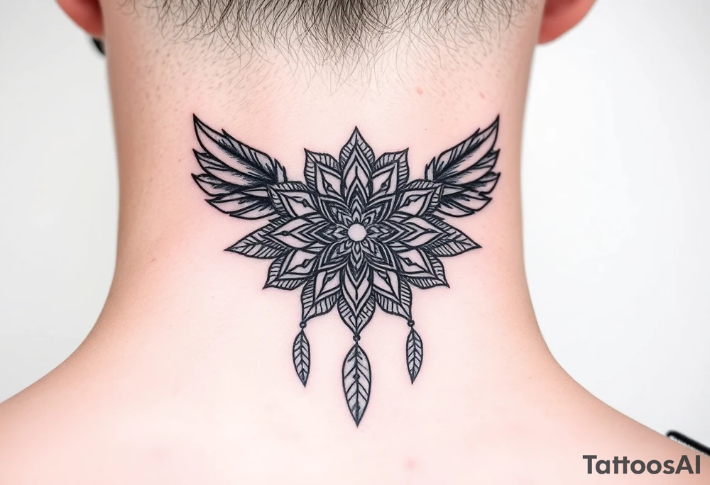 spiritual feathers ornamental mandala shaman tattoo idea