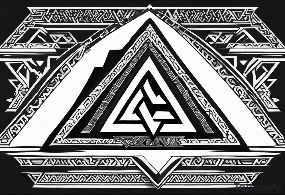 Valhalla sword shield valknut stairs tattoo idea