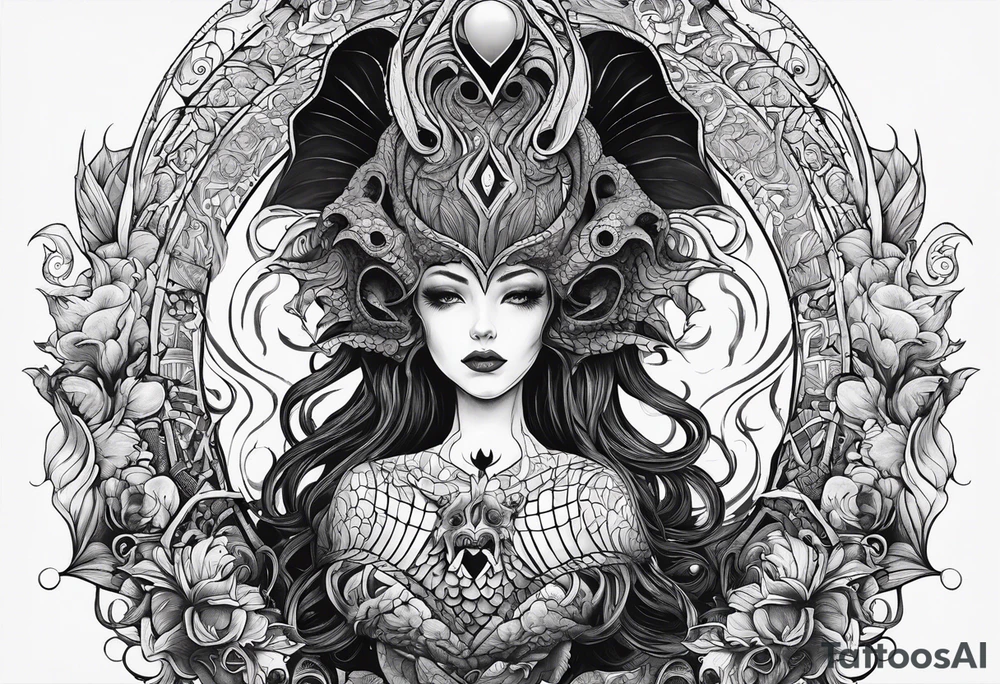 Long sleeve. Lovecraftian creature, protecting a heart. tattoo idea