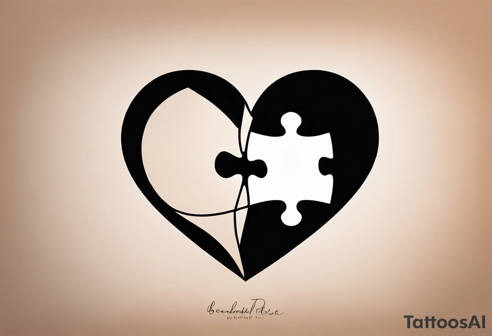 One single Puzzle Piece: A fine, clean outline with no shading, keeping the design light and elegant.
Filled Heart: A small, solid black heart placed inside the puzzle piece. The contrast between the outlined puzzle and the filled heart adds depth and highlights the heart as a symbol of your bond.
Handwritten Text: Beneath or slightly to the side of the puzzle piece, your sister’s words “to my favorite sister,” carefully preserving the integrity of her handwriting.
This will create a balanced, meaningful design that's simple yet full of emotion—perfect for a small ankle tattoo. tattoo idea