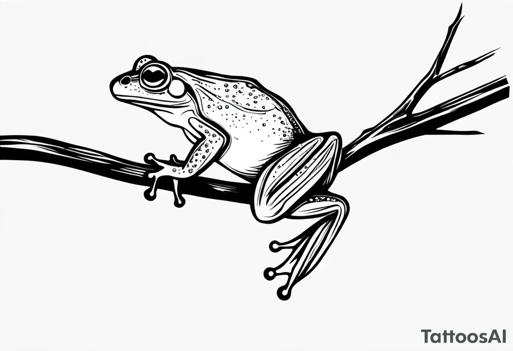a simple frog on a branch tattoo idea