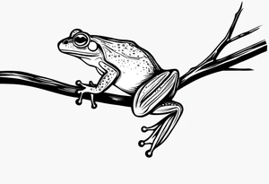 a simple frog on a branch tattoo idea
