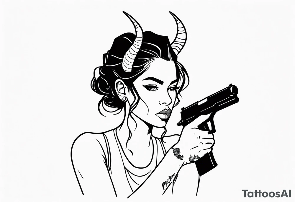 capricorn girl with gun tattoo idea
